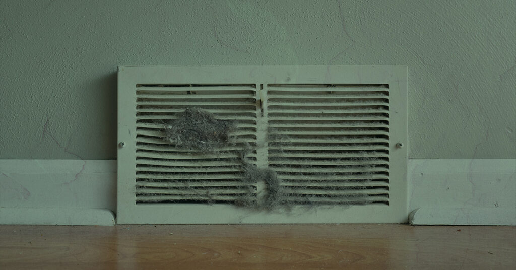 Air vent full of dust and dirt